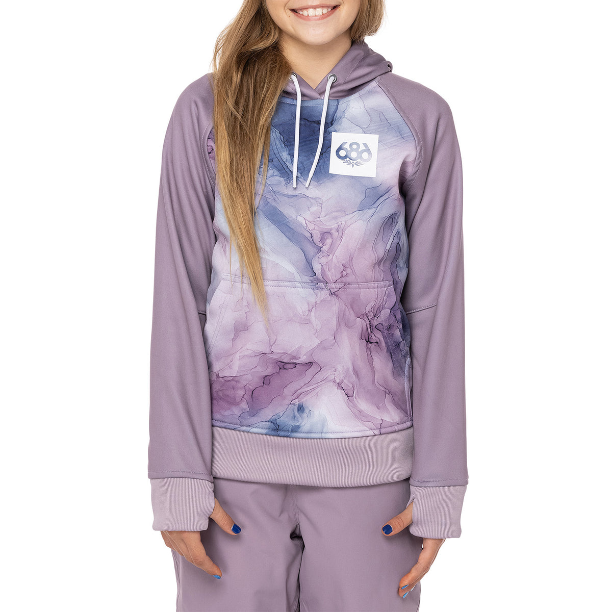 686 Bonded Fleece Hoodie - Girls' Dusty Orchid Marble