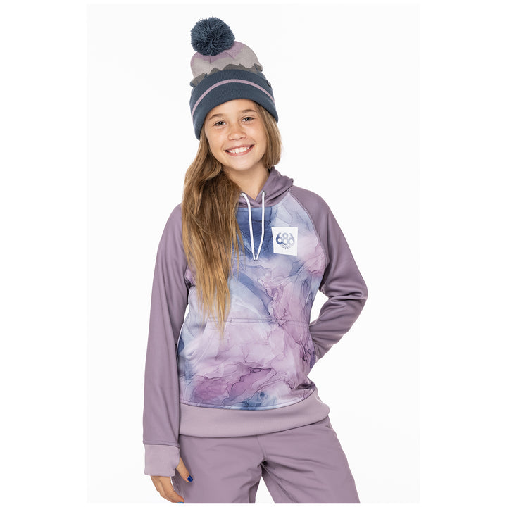 686 Bonded Fleece Hoodie - Girls' Dusty Orchid Marble