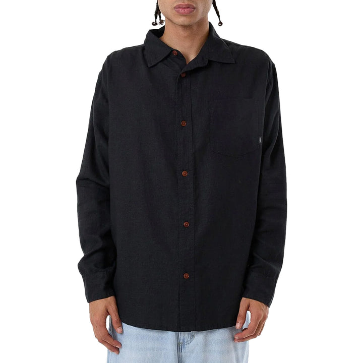 Thrills Hemp Minimal Thrills Oversize Long-Sleeve Shirt Black