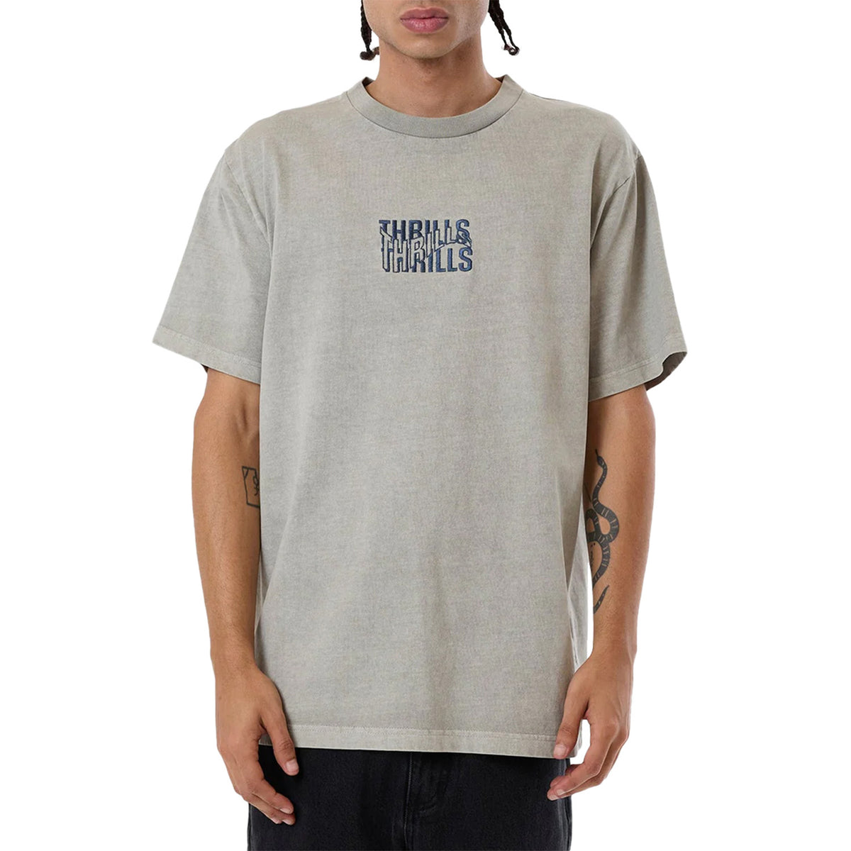 Thrills Warped State Embro Merch Fit T-Shirt Fog