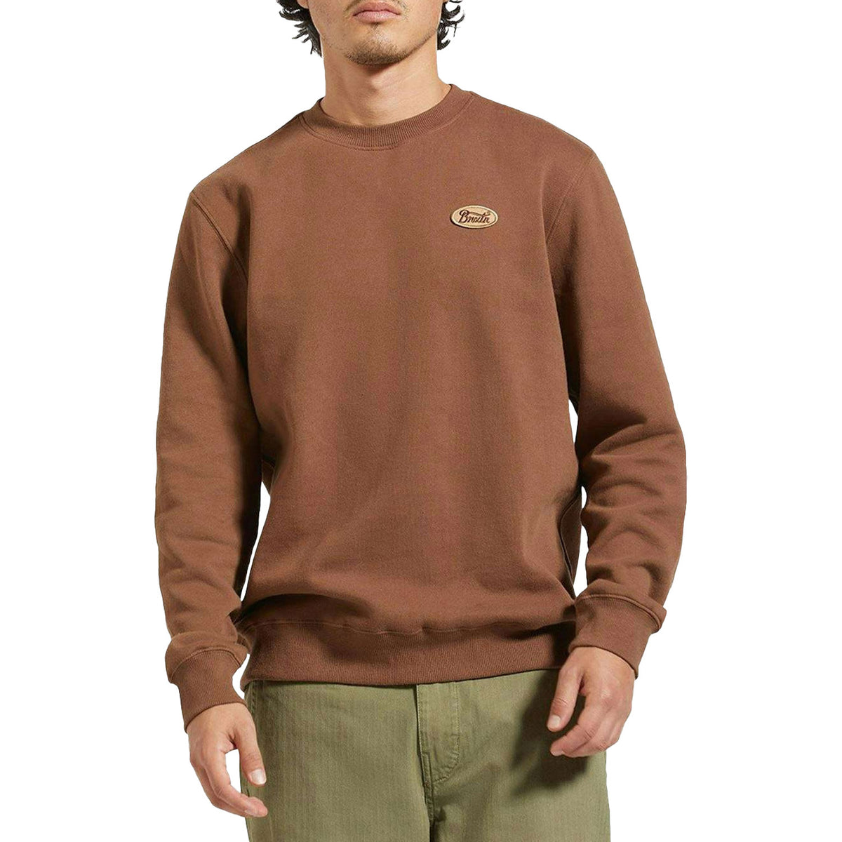 Brixton Parson Patch Crew - Men's Pinecone Brown