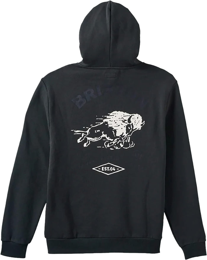 Brixton Charging Buffalo Hoodie - Men's Washed Black