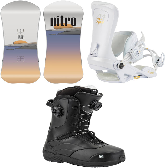 Nitro Drop Snowboard + Poison Snowboard Bindings + Crown Boa Snowboard Boots - Women's 2025