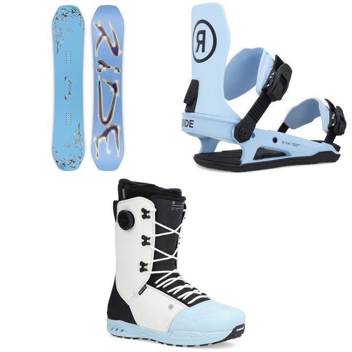 Ride Benchwarmer Snowboard + C-6 Snowboard Bindings + Fuse Snowboard Boots 2025