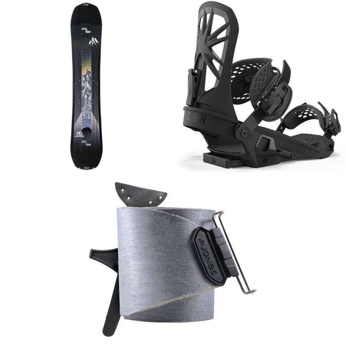 Jones Frontier Splitboard + Union Explorer Splitboard Bindings  + Nomad Universal Tail Clip Splitboard Skins 2025
