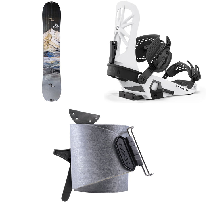 Jones Dream Weaver Splitboard + Union Explorer Splitboard Bindings  + Nomad Universal Tail Clip Splitboard Skins - Women's 2025
