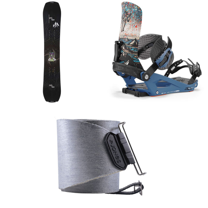 Jones Mountain Twin Splitboard + Union Charger Pro Splitboard Bindings + Nomad Pro Quick Tension Tail Clip Splitboard Skins 2025