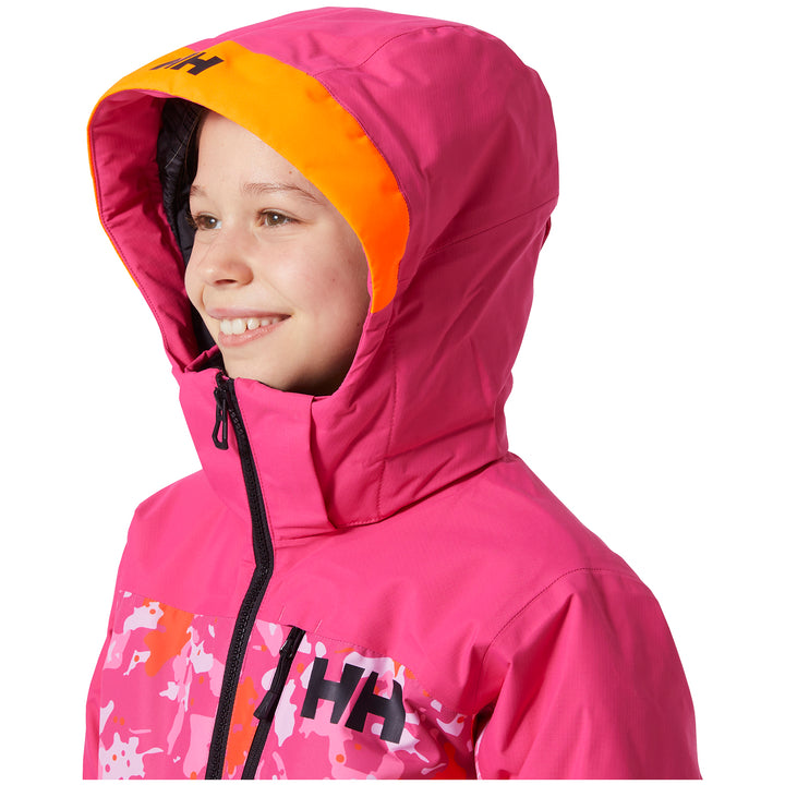 Helly Hansen Fly High 2.0 Ski Suit - Kids' Dragon Fruit Splash Camo AOP