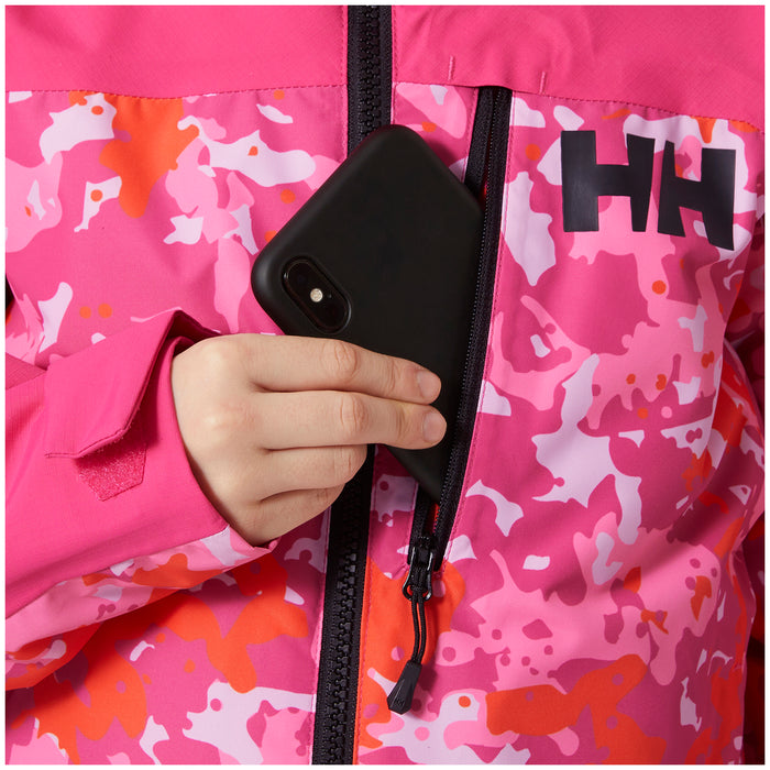 Helly Hansen Fly High 2.0 Ski Suit - Kids' Dragon Fruit Splash Camo AOP