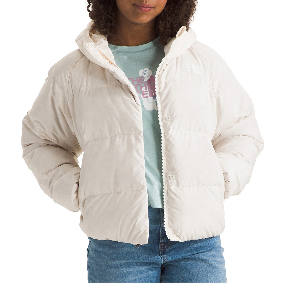 The North Face North Down Hooded Jacket - Girls' White Dune
