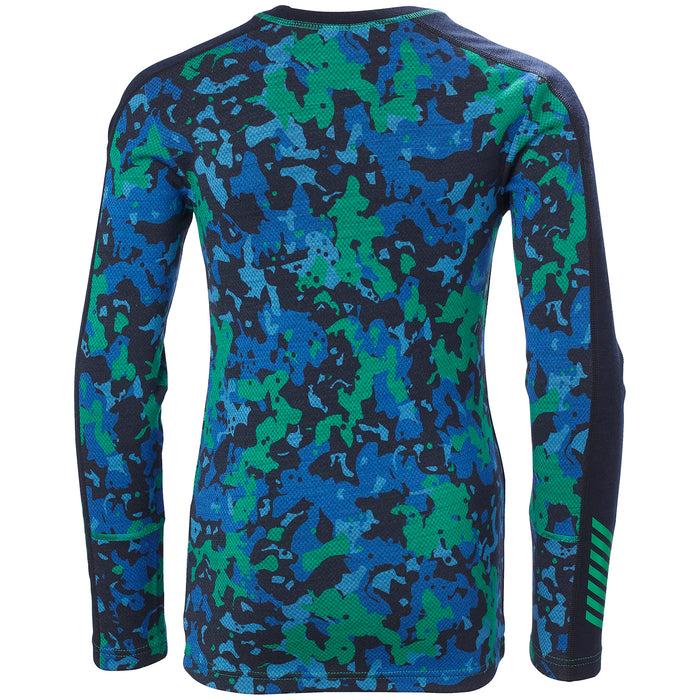 Helly Hansen Graphic Lifa Merino Midweight Baselayer Set - Kids' Bright Green Splash Camo AOP