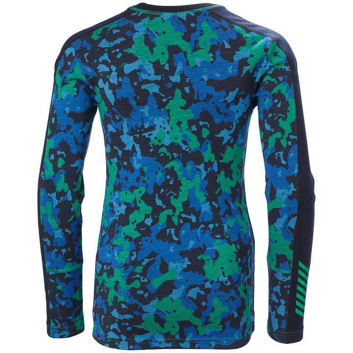 Helly Hansen Graphic Lifa Merino Midweight Baselayer Set - Kids' Bright Green Splash Camo AOP