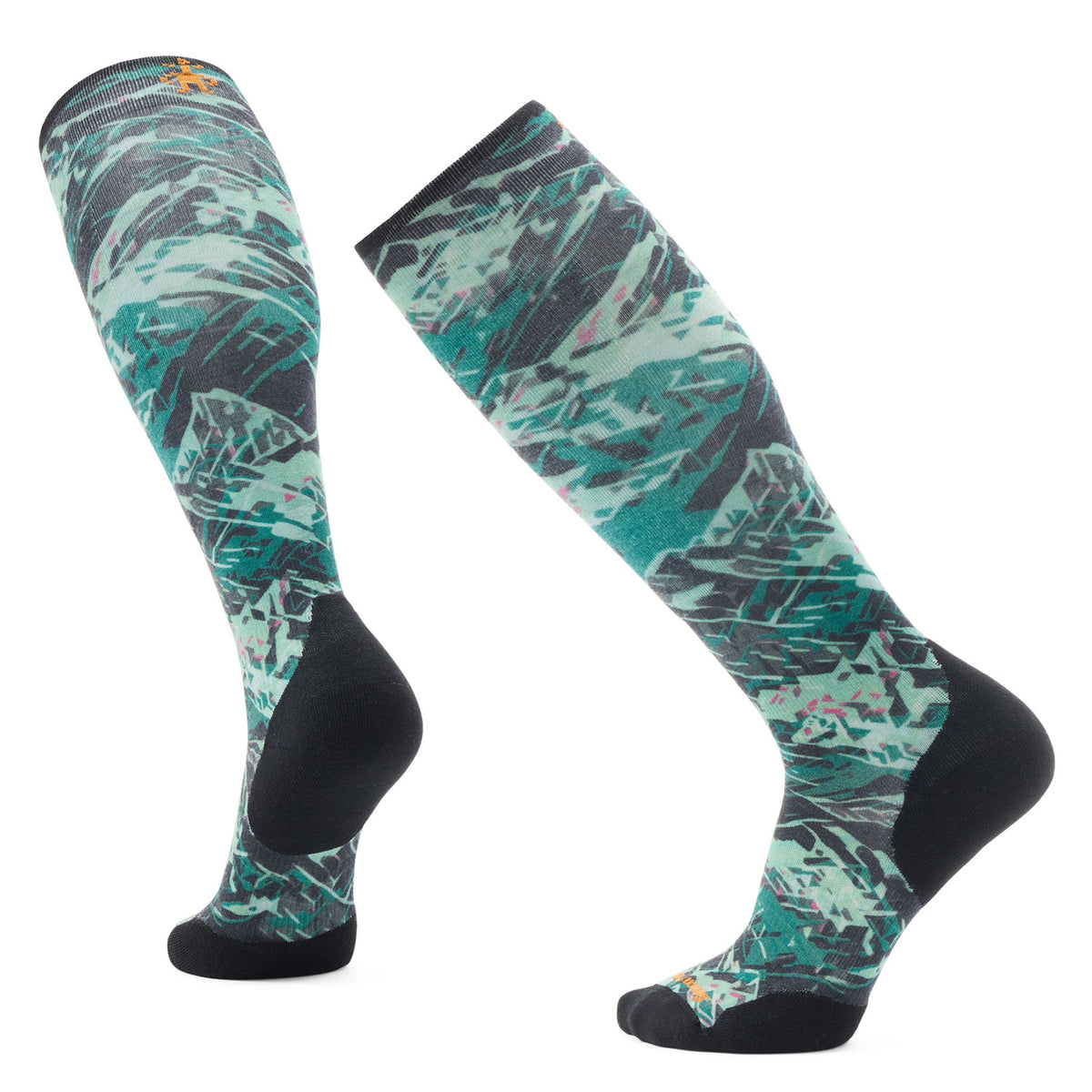 Smartwool Targeted Cushion Green Slopes Print OTC Socks Black
