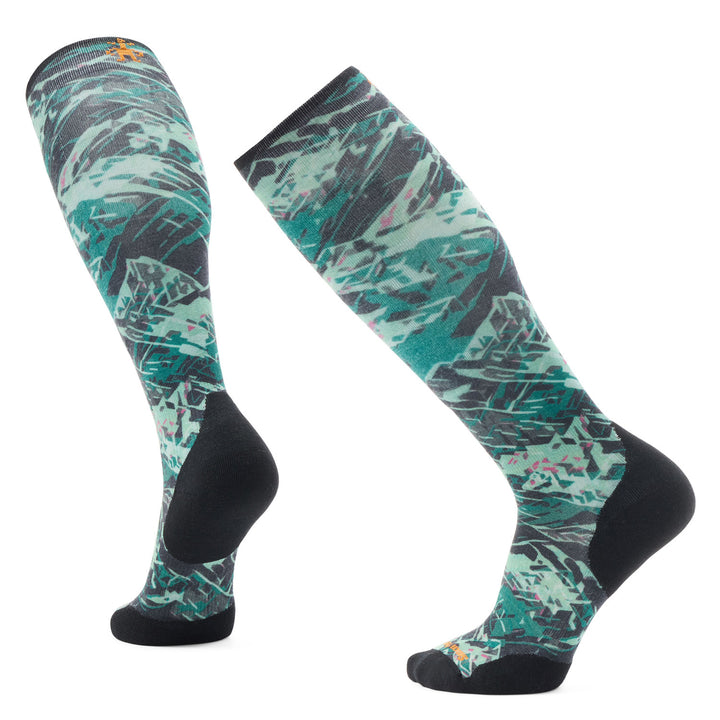 Smartwool Targeted Cushion Green Slopes Print OTC Socks Black