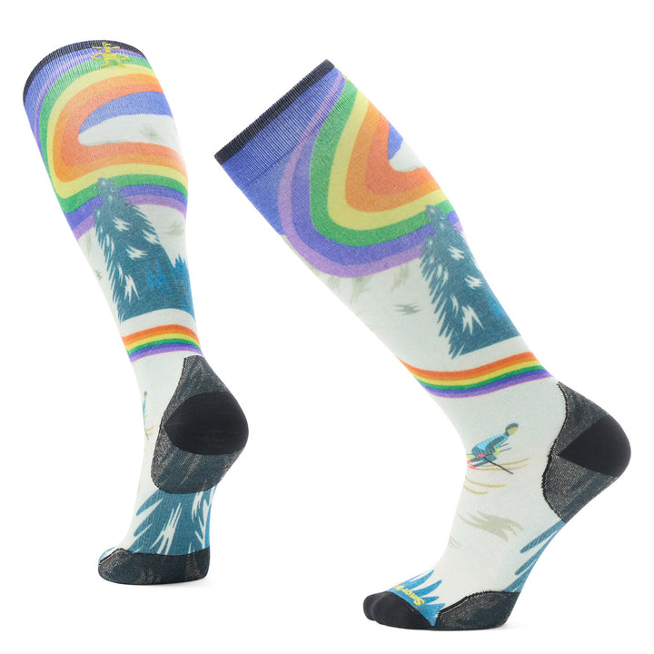 Smartwool Zero Cushion Rainbow Trails Print OTC Socks Laguna Blue