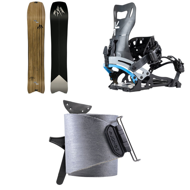 Jones Hovercraft 2.0 Splitboard + Karakoram Nomad + Split Interface Splitboard Bindings + Nomad Universal Tail Clip Splitboard Skins 2025