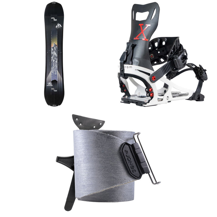 Jones Frontier Splitboard + Karakoram Ultra Ranger + Split Interface Splitboard Bindings + Nomad Universal Tail Clip Splitboard Skins 2025