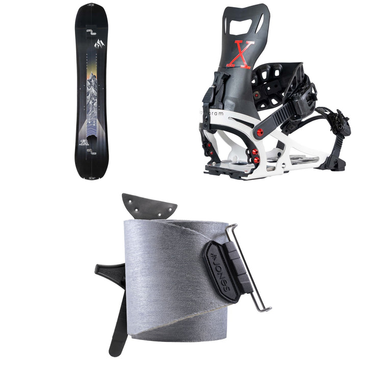 Jones Frontier Splitboard + Karakoram Ultra Ranger + Split Interface Splitboard Bindings + Nomad Universal Tail Clip Splitboard Skins 2025