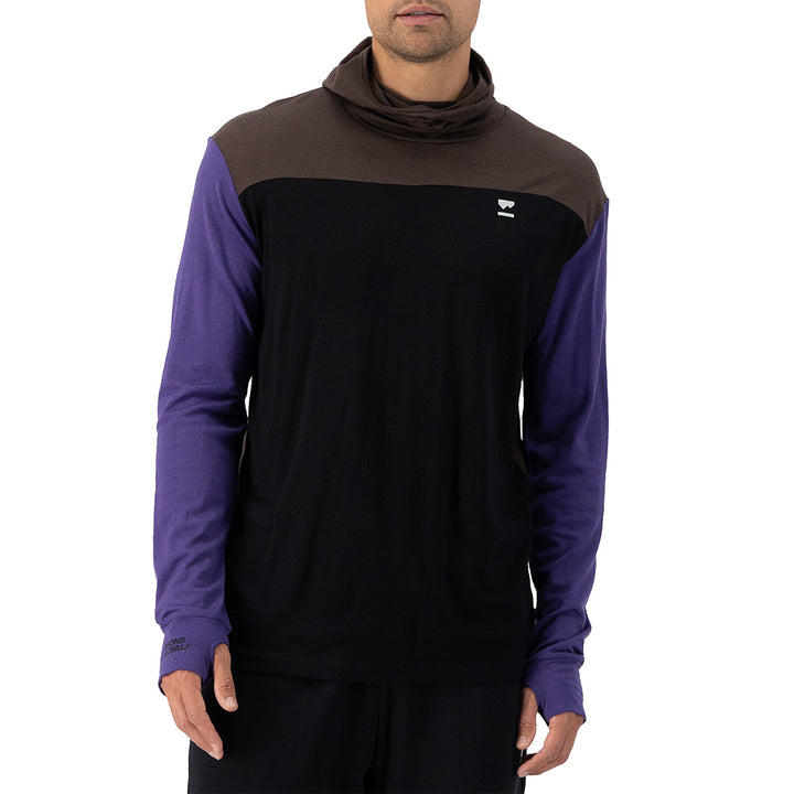 MONS ROYALE Yotei Power Hood Long-Sleeve Top - Men's Violet/Cedar/Black