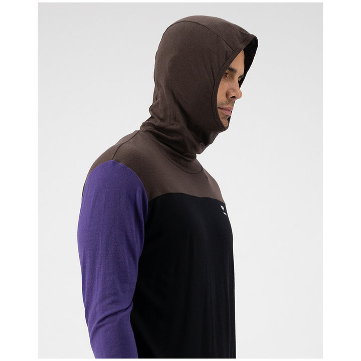 MONS ROYALE Yotei Power Hood Long-Sleeve Top - Men's Violet/Cedar/Black