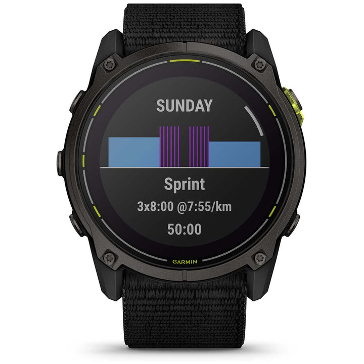 Garmin Enduro 3 Smartwatch Carbon Gray DLC Titanium w/Black Sport Loop Band
