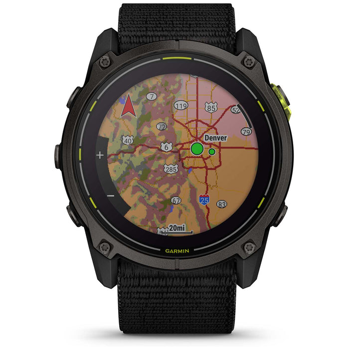 Garmin Enduro 3 Smartwatch Carbon Gray DLC Titanium w/Black Sport Loop Band