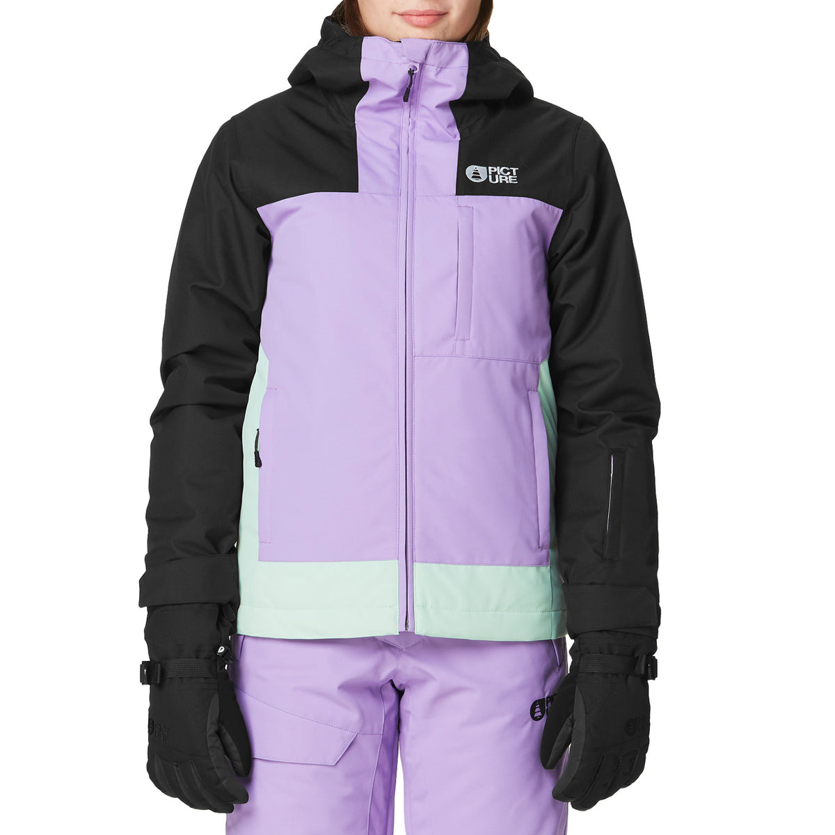 Picture Organic Seady Jacket - Girls' Black Paisley Purple Silt Green