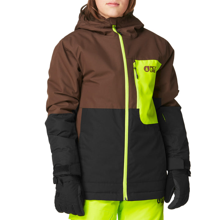 Picture Organic Daumy Jacket - Boys' Chicory Coffee Black Acid Lime