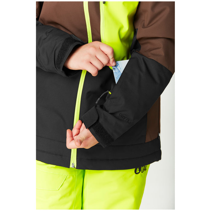 Picture Organic Daumy Jacket - Boys' Chicory Coffee Black Acid Lime