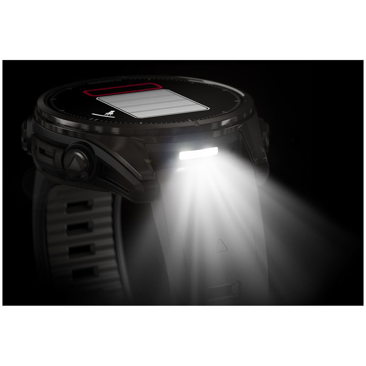Garmin fenix 8 - Sapphire AMOLED Smartwatch Carbon Gray DLC Titanium w/Black/Pebble Gray Silicone Band