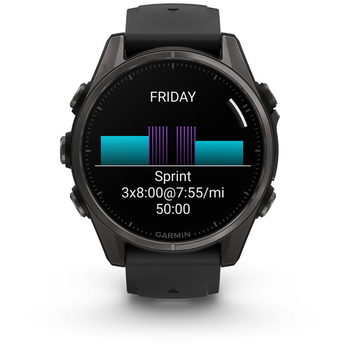 Garmin fenix 8 - Sapphire AMOLED Smartwatch Carbon Gray DLC Titanium w/Black/Pebble Gray Silicone Band