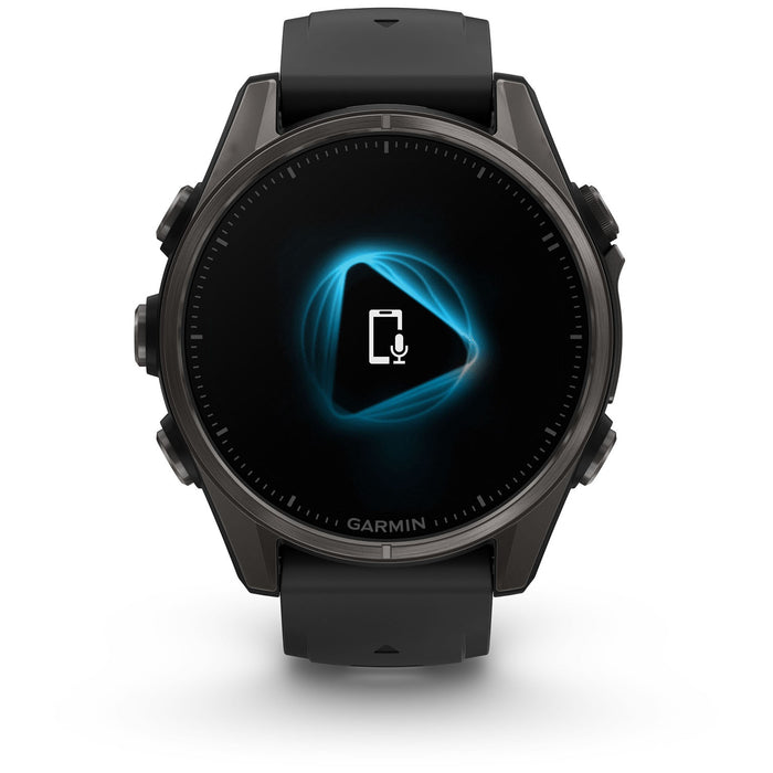 Garmin fenix 8 - Sapphire AMOLED Smartwatch Carbon Gray DLC Titanium w/Black/Pebble Gray Silicone Band