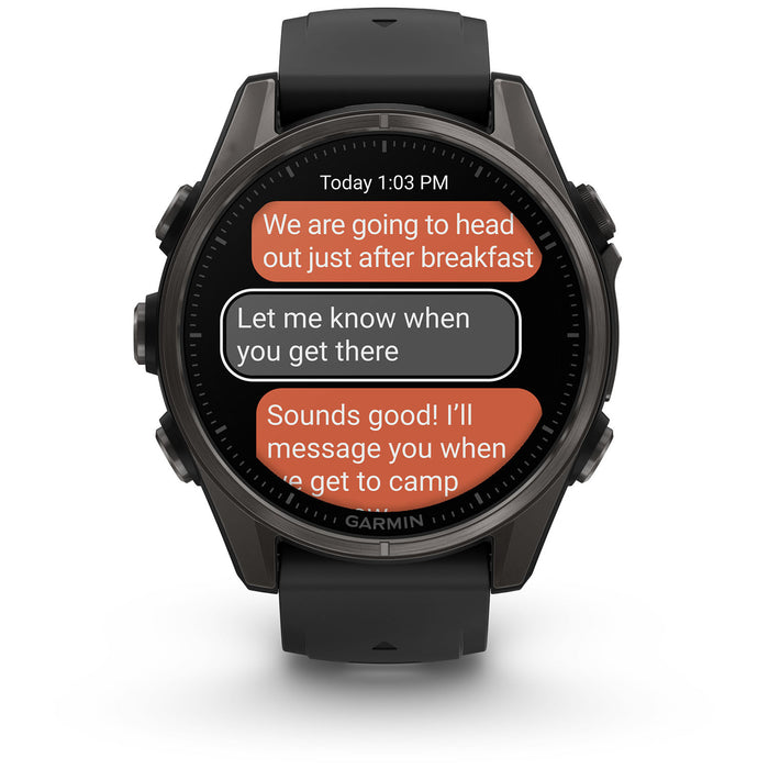 Garmin fenix 8 - Sapphire AMOLED Smartwatch Carbon Gray DLC Titanium w/Black/Pebble Gray Silicone Band
