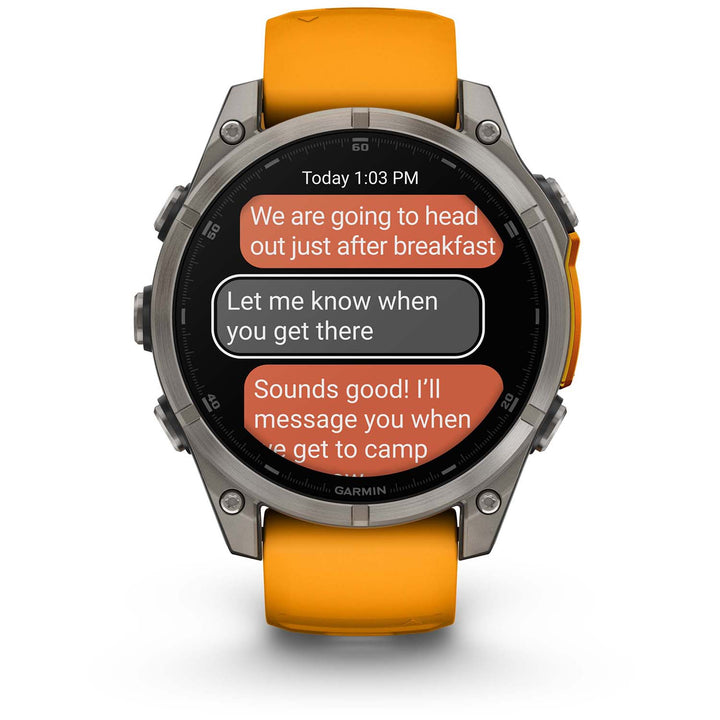 Garmin fenix 8 - Sapphire AMOLED Smartwatch Titanium w/Spark Orange/Graphite Silicone Band