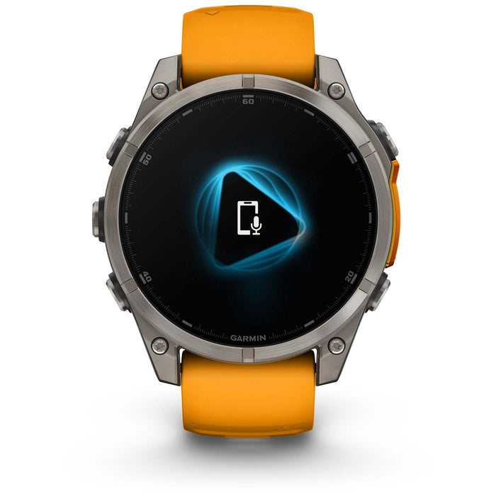 Garmin fenix 8 - Sapphire AMOLED Smartwatch Titanium w/Spark Orange/Graphite Silicone Band