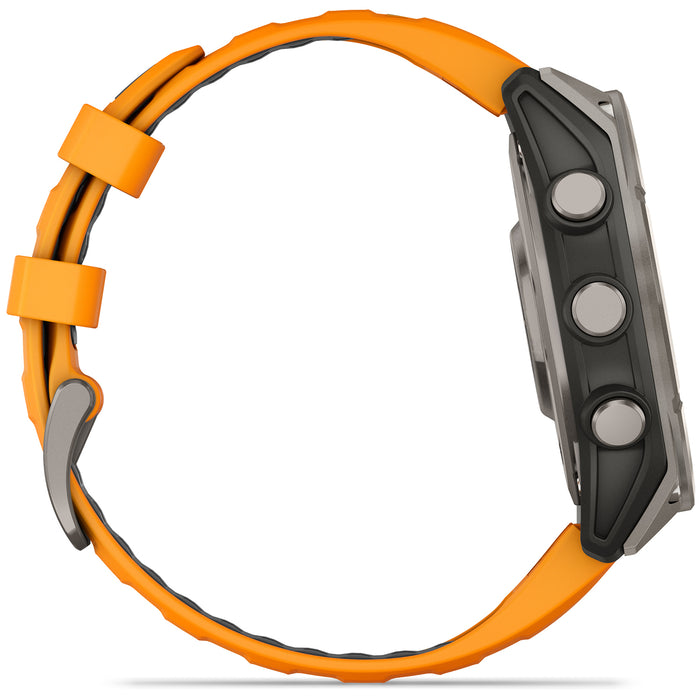 Garmin fenix 8 - Sapphire AMOLED Smartwatch Titanium w/Spark Orange/Graphite Silicone Band