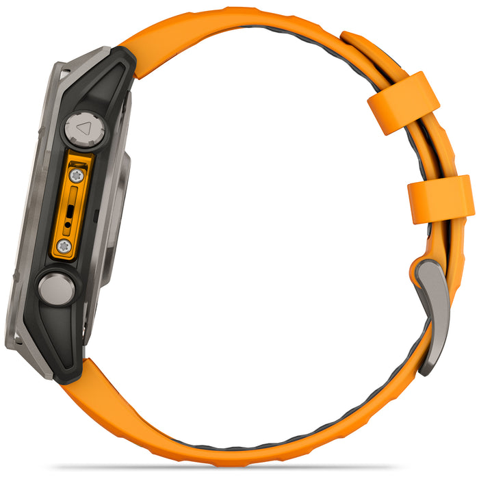 Garmin fenix 8 - Sapphire AMOLED Smartwatch Titanium w/Spark Orange/Graphite Silicone Band