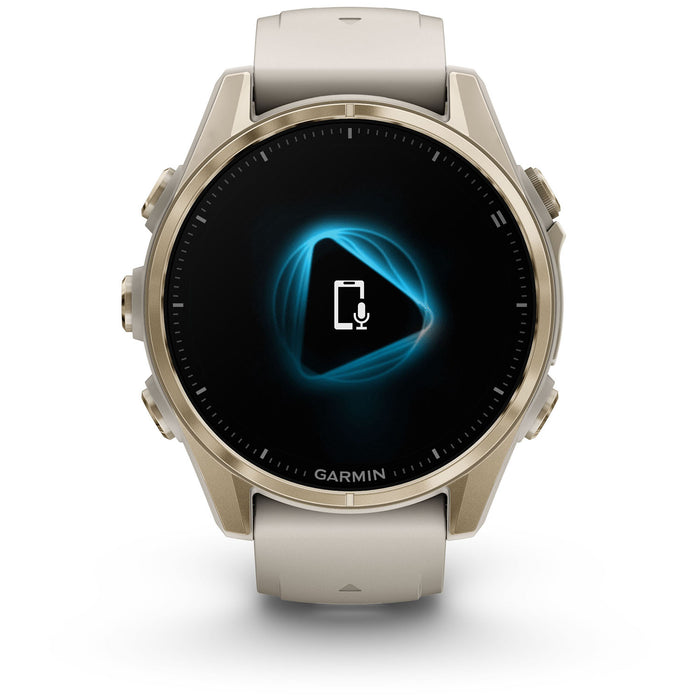 Garmin fenix 8 - Sapphire AMOLED Smartwatch Soft Gold w/Fog Gray/Dark Sandstone Silicone Band