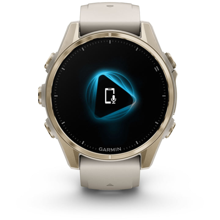 Garmin fenix 8 - Sapphire AMOLED Smartwatch Soft Gold w/Fog Gray/Dark Sandstone Silicone Band