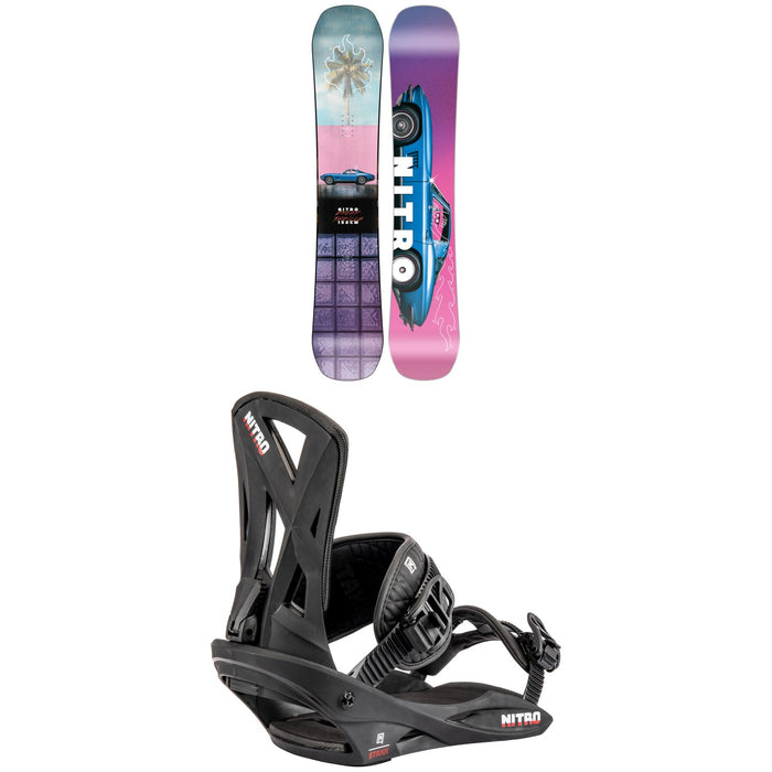 Nitro Cheap Thrills Snowboard + Staxx Snowboard Bindings 2025