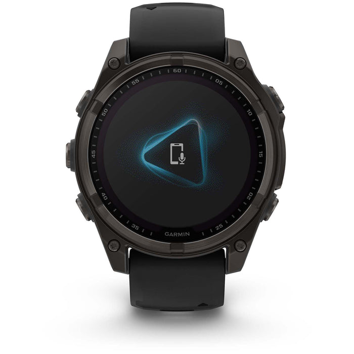 Garmin fenix 8 - Sapphire Solar Smartwatch Carbon Gray DLC Titanium w/Black/Pebble Gray Silicone Band