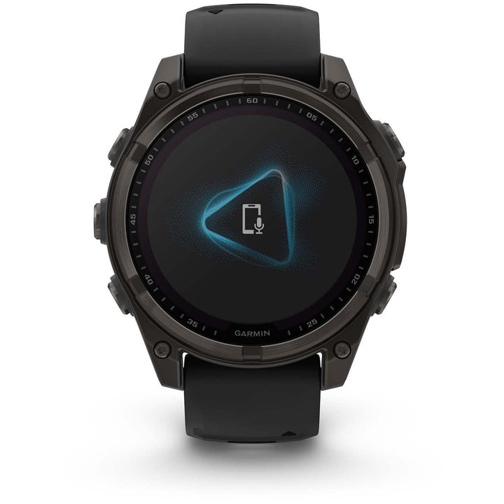 Garmin fenix 8 - Sapphire Solar Smartwatch Carbon Gray DLC Titanium w/Black/Pebble Gray Silicone Band