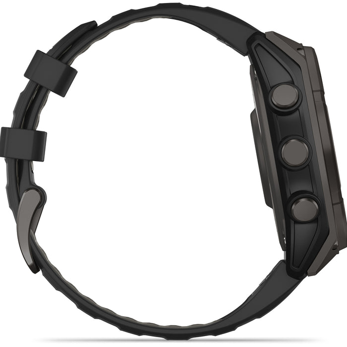 Garmin fenix 8 - Sapphire Solar Smartwatch Carbon Gray DLC Titanium w/Black/Pebble Gray Silicone Band