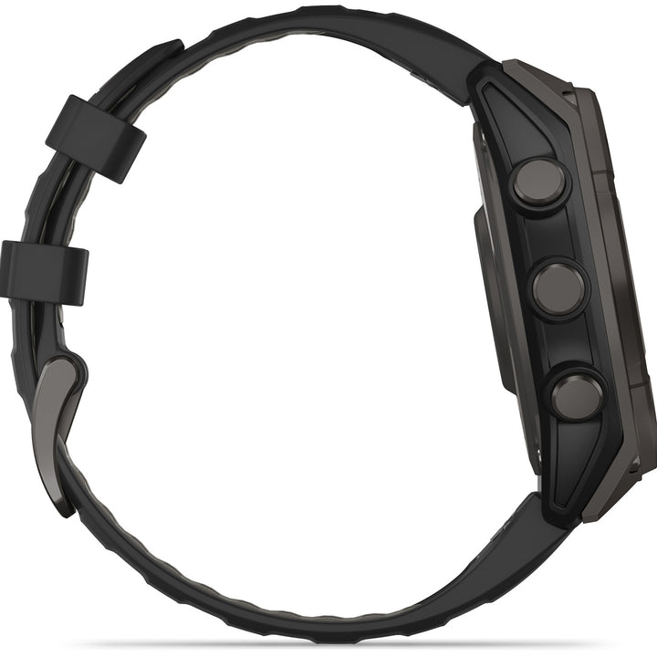 Garmin fenix 8 - Sapphire Solar Smartwatch Carbon Gray DLC Titanium w/Black/Pebble Gray Silicone Band
