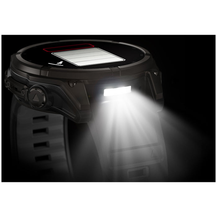 Garmin fenix 8 - Sapphire Solar Smartwatch Carbon Gray DLC Titanium w/Black/Pebble Gray Silicone Band