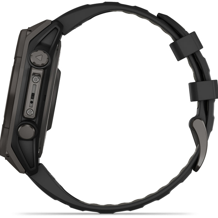Garmin fenix 8 - Sapphire Solar Smartwatch Carbon Gray DLC Titanium w/Black/Pebble Gray Silicone Band