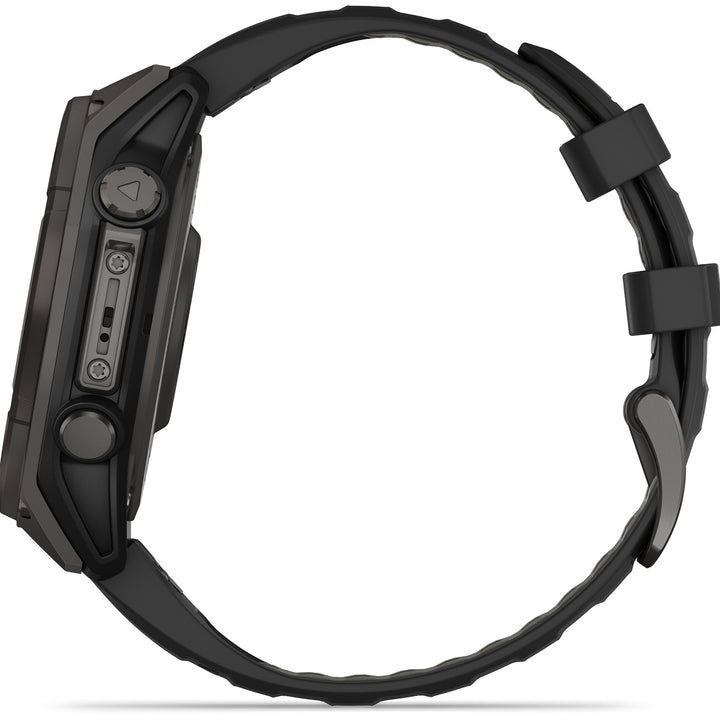 Garmin fenix 8 - Sapphire Solar Smartwatch Carbon Gray DLC Titanium w/Black/Pebble Gray Silicone Band