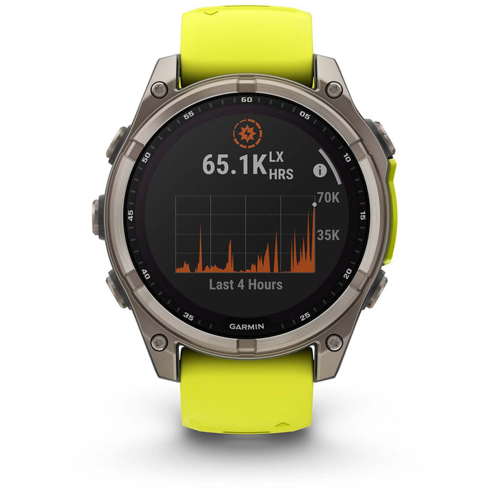Garmin fenix 8 - Sapphire Solar Smartwatch Titanium w/Amp Yellow/Graphite Silicone Band