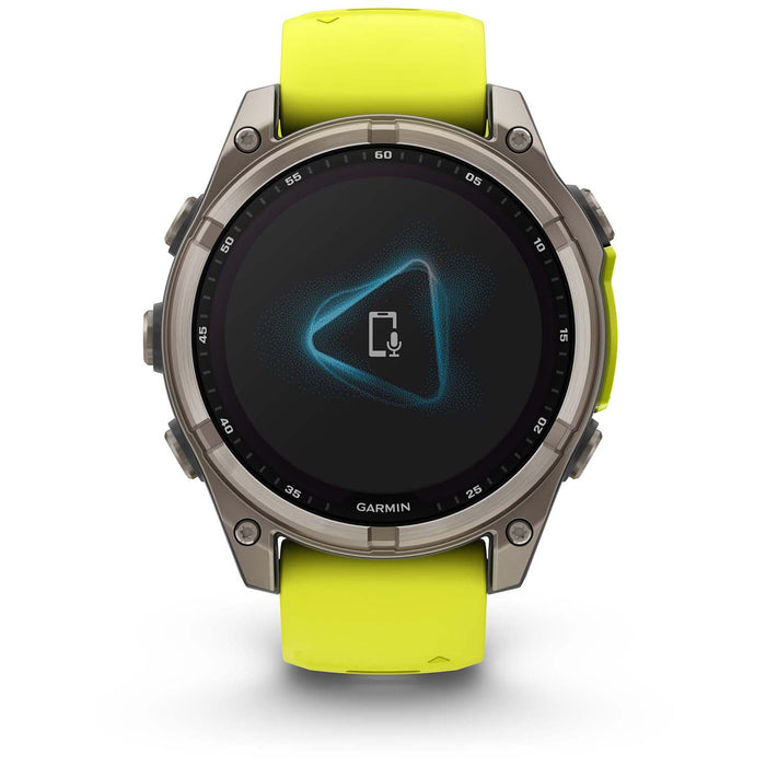 Garmin fenix 8 - Sapphire Solar Smartwatch Titanium w/Amp Yellow/Graphite Silicone Band