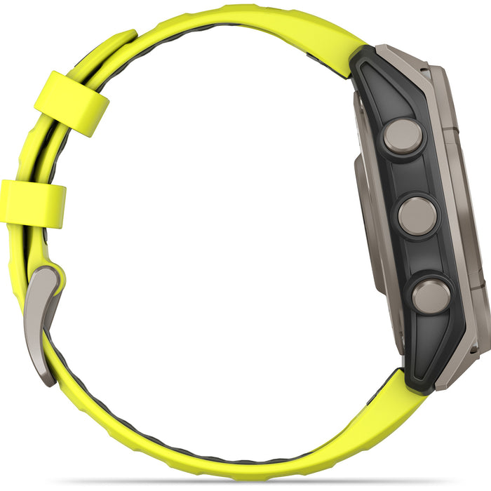 Garmin fenix 8 - Sapphire Solar Smartwatch Titanium w/Amp Yellow/Graphite Silicone Band